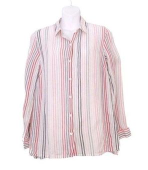 J. Jill Women's Medium Shirt Dress Love Linen Striped