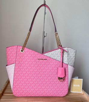 NEW Michael Kors Tea Rose Pink Jet Set Travel Large X Chain Shoulder Tote  Purse