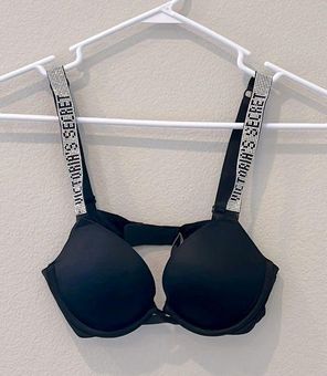 Victoria's Secret Black Smooth Monogram Shine Strap Push Up Bra