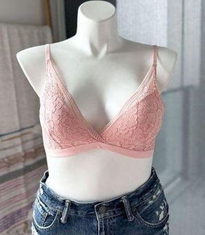 Knix Lace Deep V Bralette Bra Rose Water Pink Women's Size Medium