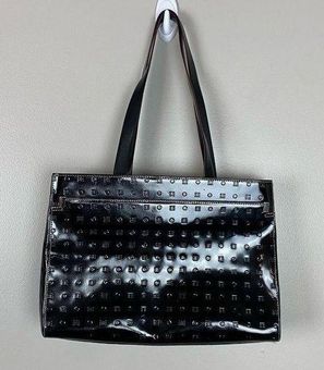 Arcadia Black Patent Leather Embossed Shoulder Bag