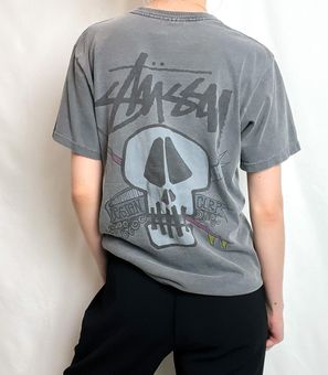 Stüssy vintage 90s stussy gray skull print t shirt size small