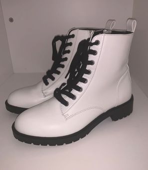 Steve madden white combat boots top