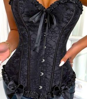 Shapewear woman black Frill Trim Bow Knot Front Lace Up corset