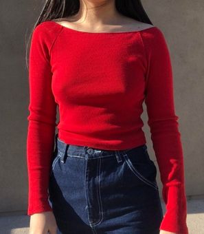 Brandy Melville Mayson Long Sleeve Top Red - $16 (38% Off Retail