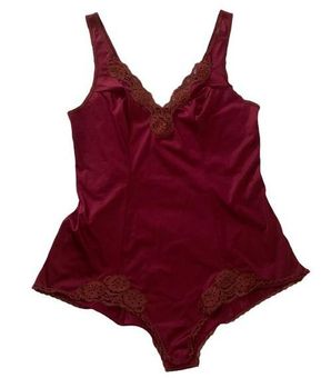 Burgundy satin teddy