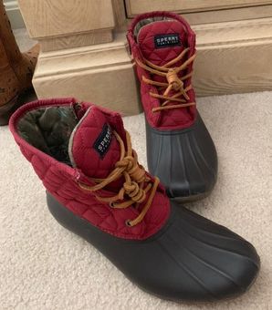 maroon sperry duck boots