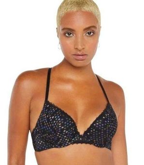 Savage X Fenty Womens Disco Metallic Lace Racerback Push Up Bra Size 42DD  Black - $31 - From Danielle