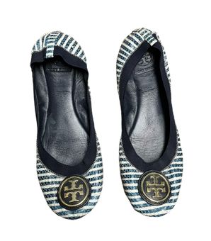 Tory Burch Caroline 2 Snake-Print leather Ballet Flat Navy/Ivory striped   Blue - $63 - From Jen