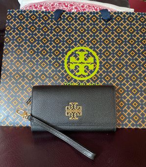 Tory Burch New Britten Black Flap Envelope Continental Wallet