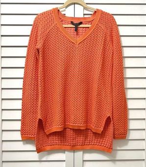 BCBGMAXAZRIA Kent Knit Vermillion V neck High Low Knit Tunic