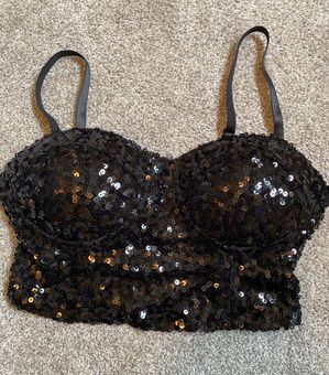 Wet Seal Sequin Top Black - $11 - From kiera