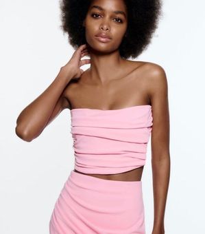 BLOGGER'S FAVE! Zara Pink Bustier Crop Top Pink NWT Sz XS, M