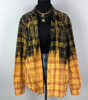 Upcycled Bleached Vintage Flannel Shirt Men's Size M With 