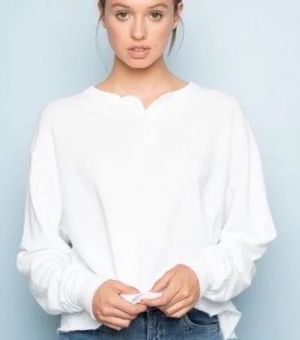 Brandy Melville quarter button long sleeve White - $16 (46% Off Retail) -  From ashlynn