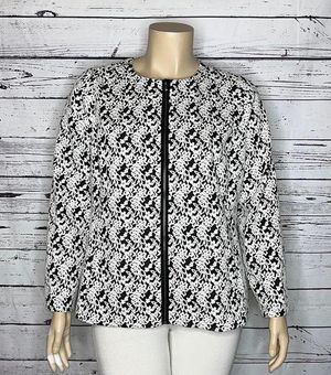 Floral Jacquard Pajama Top in Black - Off White