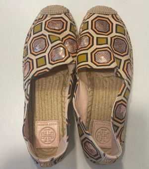 Tory Burch Cecily Embellished Flat Espadrilles Orange Size 7 - $55 (72% Off  Retail) - From Wen