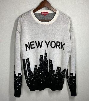 New York Skyline Stitch Knit Sweater White & Black FW20 sz L Size