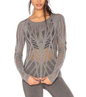 Alo Yoga Wanderer Grey Long Sleeve Top Medium Gray 34 57