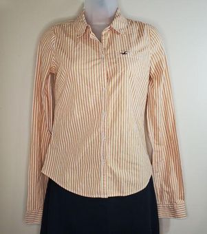 Hollister 5/$25 Orange White Button Down Striped Shirt - $9 - From G