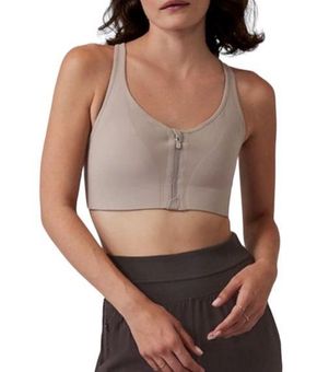 ATHLETA Empower Bra Front Zip Empower Sports Bra Gray Medium