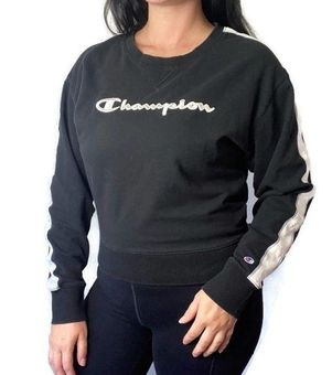 Champion stripe cropped on sale sweatshirt