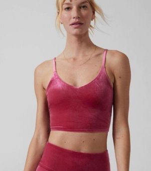 Athleta Elation V Neck Velvet Crop Sports Bra Pink XS - $28 - From