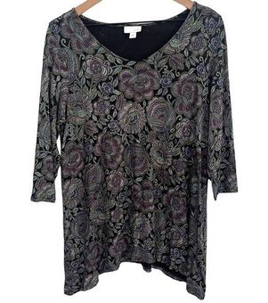 J.Jill Womens Tunic Blouse Size Medium Paisley Colorful Spring Floral Rayon  - $20 - From Emerald