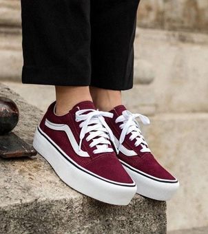 vans red platform shoes