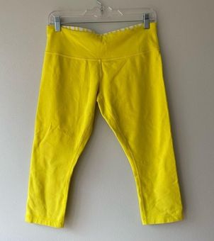 Lululemon Leggings 6 Wunder Under Crop Capri Stripe Sizzle Yellow  Activewear Gym - $55 - From Cageys