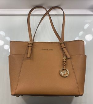 Michael Kors Jet Set East West Logo Charm Saffiano Leather Tote Bag