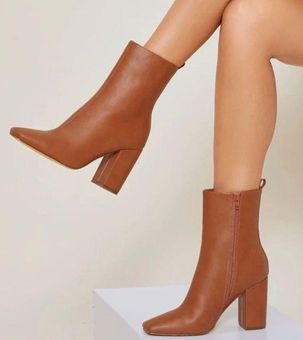 SheIn Brown Leather Ankle Boots Size 6 