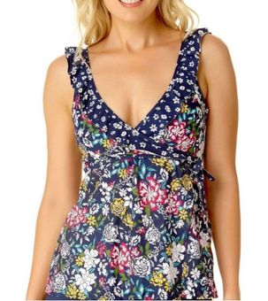 Liz claiborne floral sales tankini swimsuit top