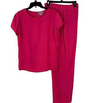 Hilda Of iceland Rare Vintage 100% Silk Hot Pink Pants and Top