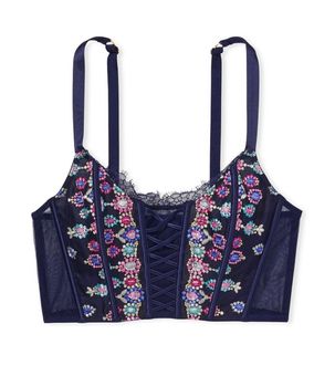 Buy Victoria's Secret Black Embroidered Embroidered Corset Bra Top