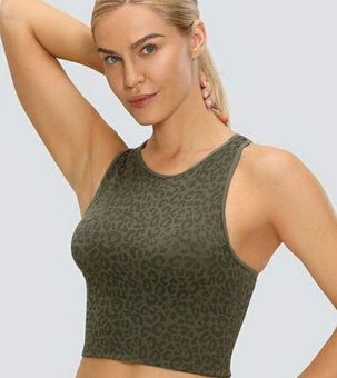 CRZ Yoga High Neck Seamless Cropped Tank Top Sports Bra