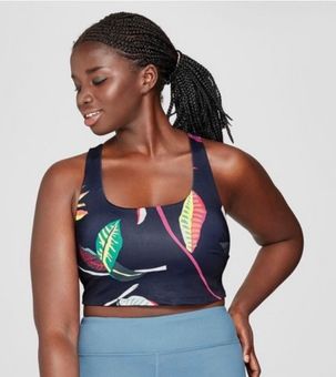 JoyLab Tropical Blue Longline Cropped Tank Top With Built In Sports Bra XS  - $14 - From Brittany