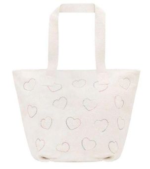 Stoney Clover Lane Terry Embroidered Hearts Zip Top Tote Bag - $129 New  With Tags - From K