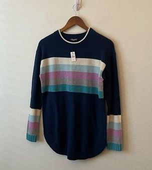 Talbots NWT Tweed Chenille Stripe Colorblock Wool Cotton Blend