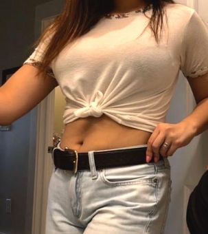 Brandy Melville White Crop Top with Floral Trim - $19 (36% Off