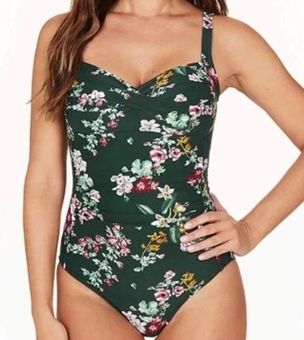 One Piece NWT Nip Tuck Swim Floral Ruched Swimsuit Multifit Cup Green Size  6 NEW - $43 New With Tags - From Laura