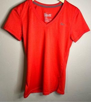 Nike Womens Dri-Fit Orange Athletic Top V-neck Tee Size Small - $21 - From  Amber