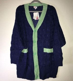 LuLaRoe Cardigan Cableknit Lucille Sweater Sz M NWT Grandpa Oversized Blue  Green Size M - $60 New With Tags - From Liz