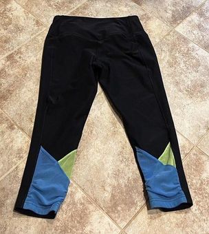 Nike Dri Fit low rise crop capri leggings black blue green mesh xs 19