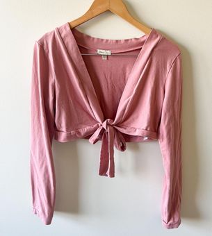 Silence + Noise URBAN OUTFITTERS Pink Long Sleeve Crop Top Size Large - $15  - From Brittany