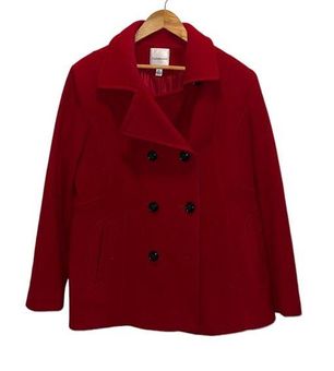 Croft Barrow Wool Pea Coat XL Red 80 From Jenny