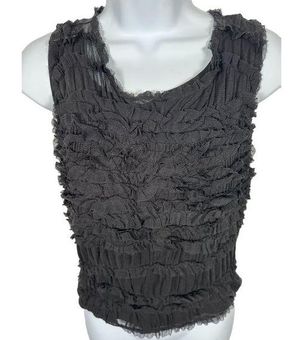 Max Studio Vintage Large Top Tank Top Sleeveless Black Textured