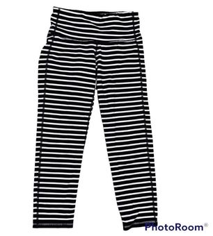 Athleta Black & White Striped Chaturanga Cropped Leggings XXS