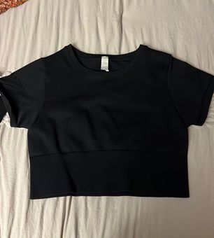 Emma Black Cap Sleeve Crop Top