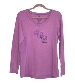 Life is Good Thermal Knit Long Sleeve T Shirt Size‎ L Pink Adirondacks